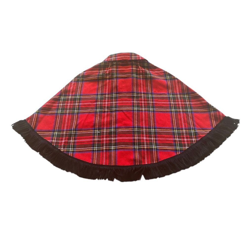 Fiona‎ McDonald Vintage Scottish Plaid Wool Poncho Youth S Fringe Capelet Preppy - Picture 4 of 8
